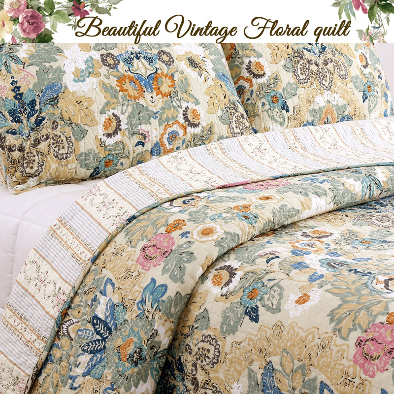 Vintage Blue Floral authentic Quilt